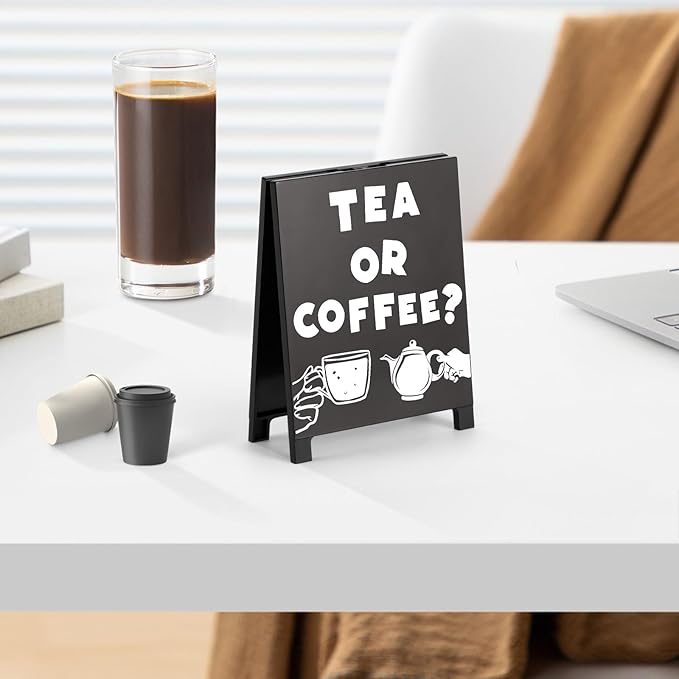 Coffee Bar Accessories Decor: Black Coffee Station Corner Decorations Sign for Kitchen Tabletop Desk Shelf