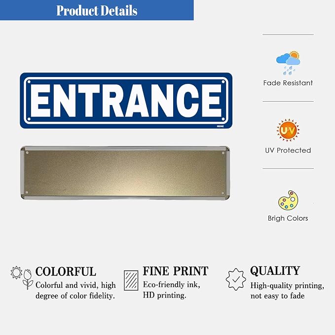 Entrance Sign Road Decor Metal Tin Signs Street Road Sign for Cafes Bar Pub Beer Club Wall Home Decor 16X4 Inches - Image 3