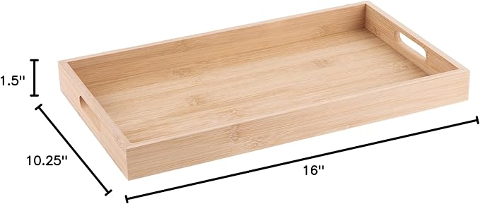 Bamboo Serving Tray Bamboo Decor - Five Piece Nested Breakfast Bamboo Tray - Wood Crafts Trays for Organizing | Bathroom Tray - Food Trays for Party Buffet Montessori Wooden Trays for Serving