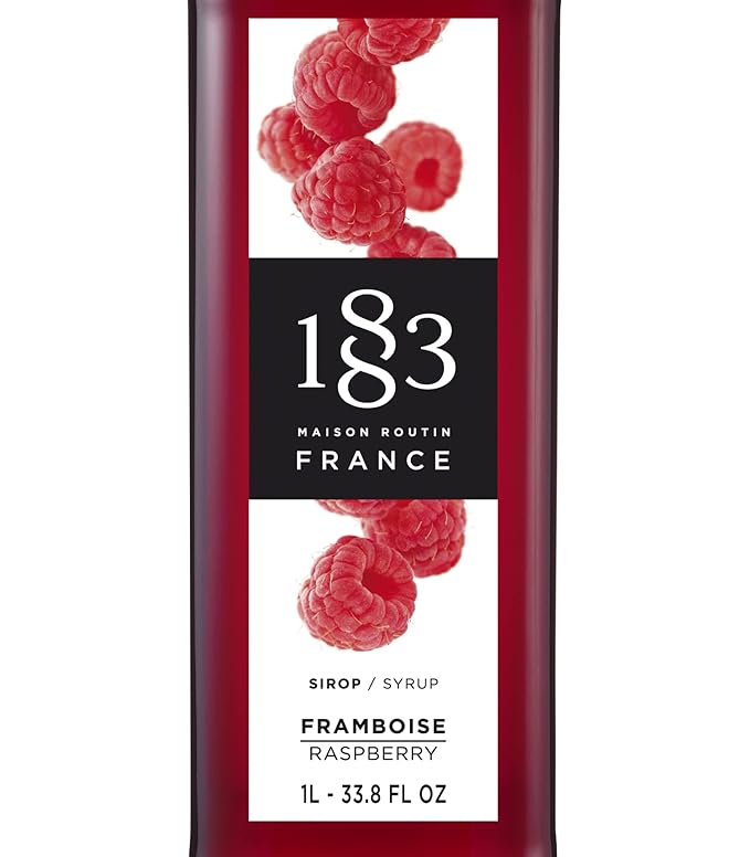 1883 Raspberry Syrup for Drinks, Made in France, 1 Liter Plastic Bottle