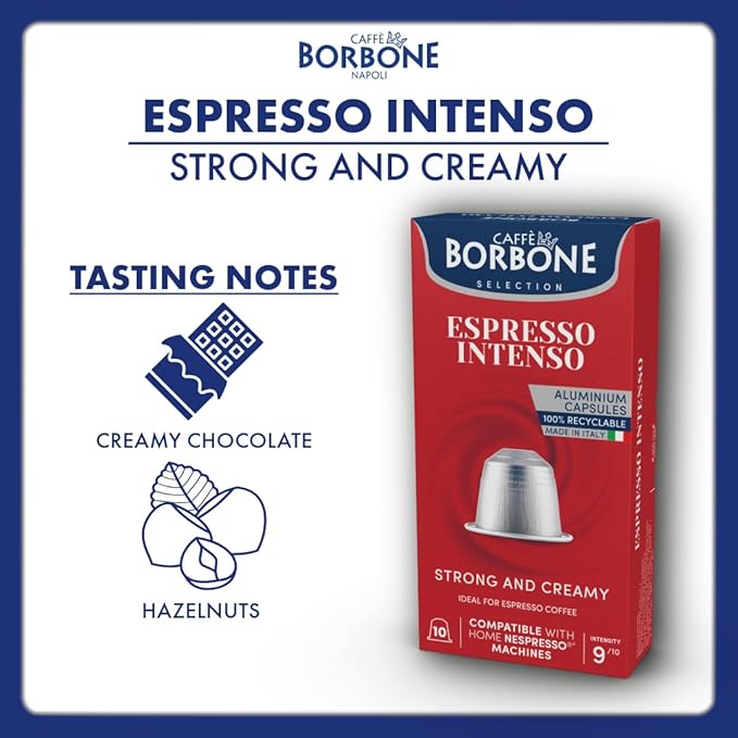 Caffè Borbone Espresso Intenso Aluminum Capsules Compatible with Nespresso Original Machines, Dark Roast, 50 Count