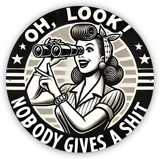 1pc Humorous Quote Round Iron Sign, 8x8 Inch "Nobody Gives a Shit" Wall Art, Decorative Metal Plaque for Home, Garage, Street, Backyard, Club, Bar, Cafe - Gift Idea by Unknown