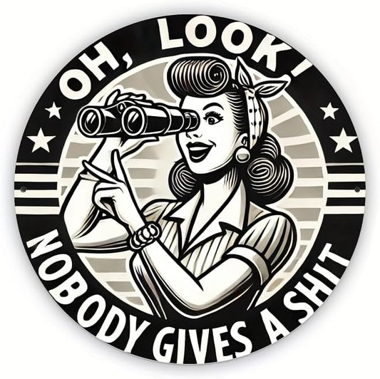 1pc Humorous Quote Round Iron Sign, 8x8 Inch "Nobody Gives a Shit" Wall Art, Decorative Metal Plaque for Home, Garage, Street, Backyard, Club, Bar, Cafe - Gift Idea by Unknown
