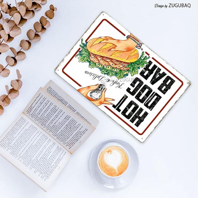 Hot Dog Bar Tin Signs Vintage Metal Sign Funny Food Art Printing Poster Wall Decor for Home Kitchen Bar Restaurant Cafe Pub Indoor Outdoor 12x8 Inch Hanging Plaque - Image 4