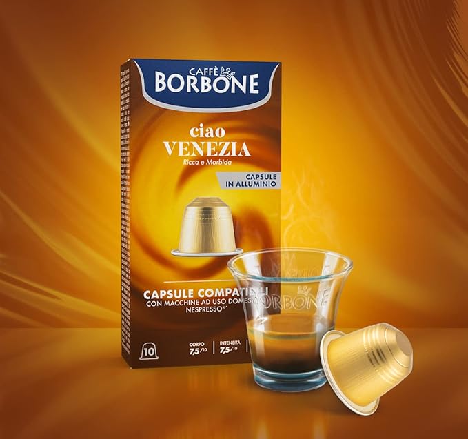Caffè Borbone Ciao Venezia Aluminum Capsules Compatible with Nespresso Original Machines, Medium Roast, 100 Count