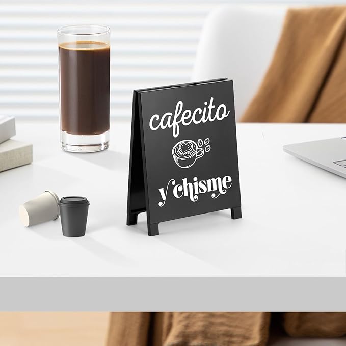 Cafecito Y Chisme Desk Decor Sign Retro Coffees Shop Table Display for Coffee Station Home Office Kitchen Bar Cafe Counter Bookshelf Christmas Gift for Coffees Lovers Barista Friends
