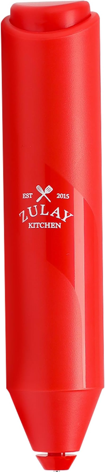 Zulay FrothMate Powerful Milk Frother for Coffee - Portable & Compact Handheld Foam Maker for Lattes, Cappuccinos, Matcha, Hot Chocolate - Milk Foamer Frother - No Stand Electric Whisk (Red)