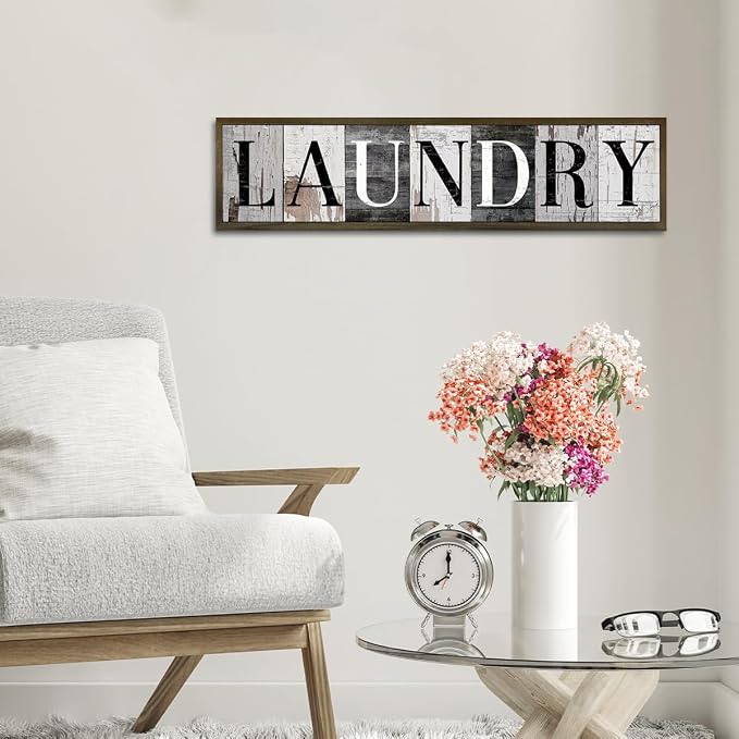 Vintage Laundry Sign, Farmhouse Laundry Signs and Plaques, Tabletop Decor, Wall Decoration for Laundry Room, Washing Room Decors, Housewarming Decor, Framed Wooden Box Sign 17.8x4x1.2 inches - Image 6