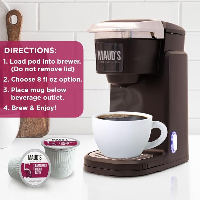 Maud's Raspberry Chocolate Flavored Coffee Pods, 50 ct, Medium Roast Flavored Coffee in Single Serve Pods – 100% Arabica Beans, Compatible with Keurig K Cups Maker - Image 5