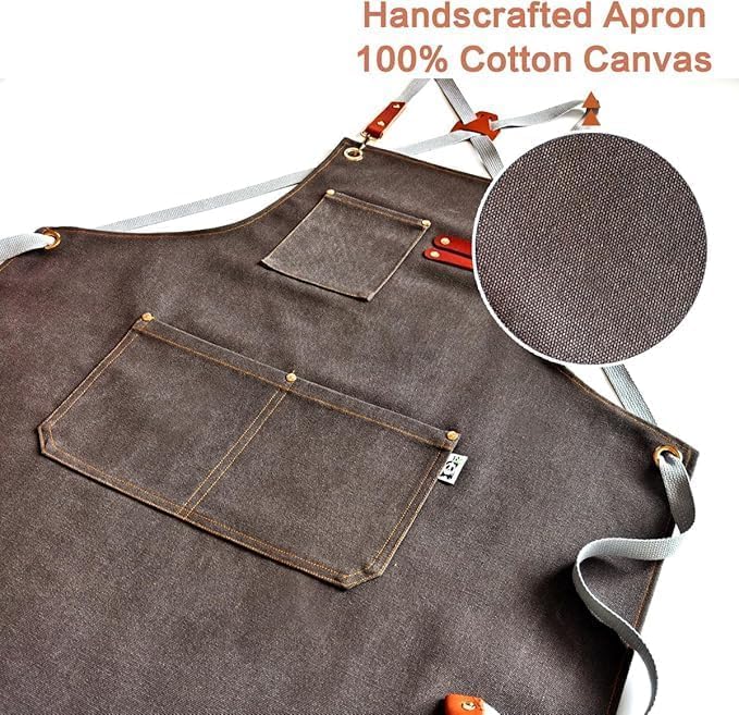 Chef Apron Bib Apron with 2 Large Pockets Adjustable Neck Strap Kitchen Apron Cooking Apron Stripes Baking Apron - Image 6