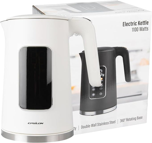 Epsilon LCD Electric Kettle 1100W - 1.7L Hot Water Tea Kettle with Digital Display, Temperature Control, Fast Boil, BPA-Free Electric Teapot with Auto Shut-Off & Boil Dry Protection