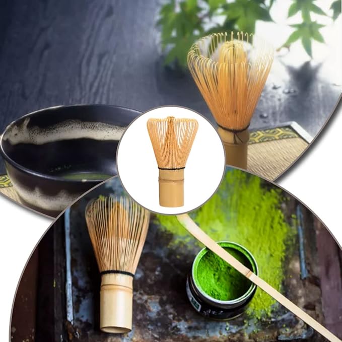 100 Prong Matcha Whisk Natural Bamboo Tea Powder Whisk Semi-handmade Chasen for Making and Stirring Matcha Golden Bamboo Matcha Green Tea Whisk Chasen