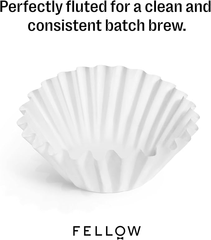 Fellow Aiden Precision Coffee Maker Paper Filters – 50 Count Flat Bottom Basket Filters for 8-12 Cup Drip Coffee Makers, Disposable, No Sludge Clean Brew, White