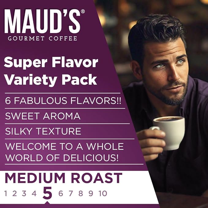 Maud's Flavored Coffee Pods Variety Pack, 24 ct, 6 Assorted Flavors, Medium Roast Flavored Coffee in Single Serve Pods – 100% Arabica Beans, Compatible with Keurig K Cups Maker - Image 3