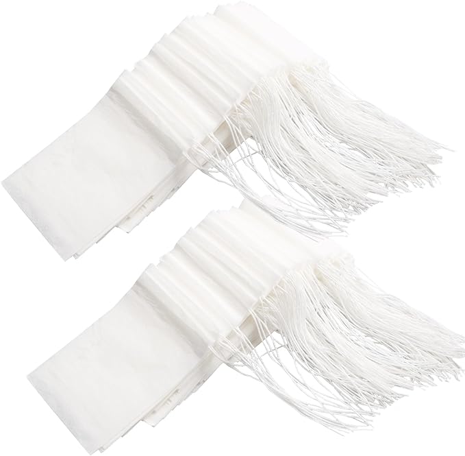 Eketirry 200pcs Tea Filter Bags for Loose Tea, Small Empty Tea Bags, Natural Wood Pulp Paper Material, Disposable Unbleached Tea Filter Bags with Drawstring for Loose Tea (White, 1.97 x2.76 inch)