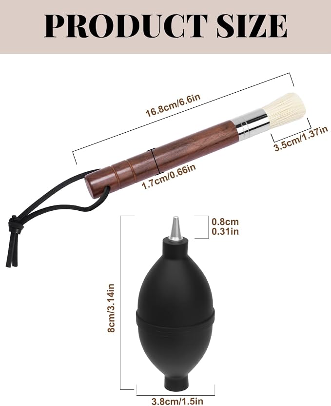 Espresso Brush Kit – Coffee Grinder Brush with Ebony Wood Boar Bristles & Lanyard, Black Rubber Air Blower Nozzle, Compatible with Espresso Machines, Coffee Grinders - Image 2