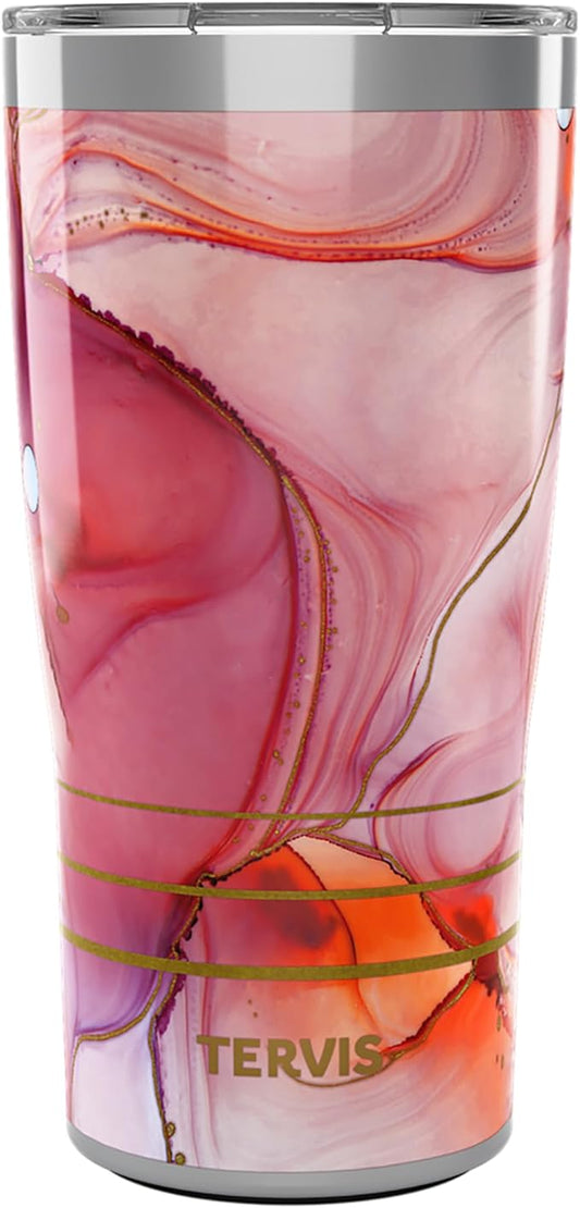 Tervis Traveler Inkreel - Apricot Swirl Triple Walled Insulated Tumbler Travel Cup Keeps Drinks Cold & Hot, 20oz, Stainless Steel