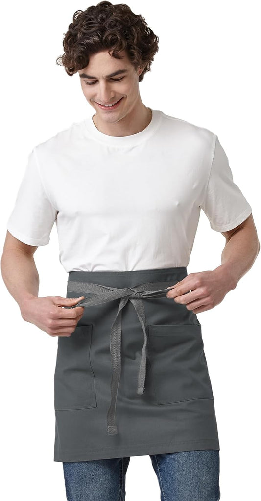 Waist Apron for Men Server Bistro Half 4251BY | Adjustable Half Bistro Apron for Waiters Bartenders, Polyester Cotton Canvas, Durable & Comfortable by Guolamy