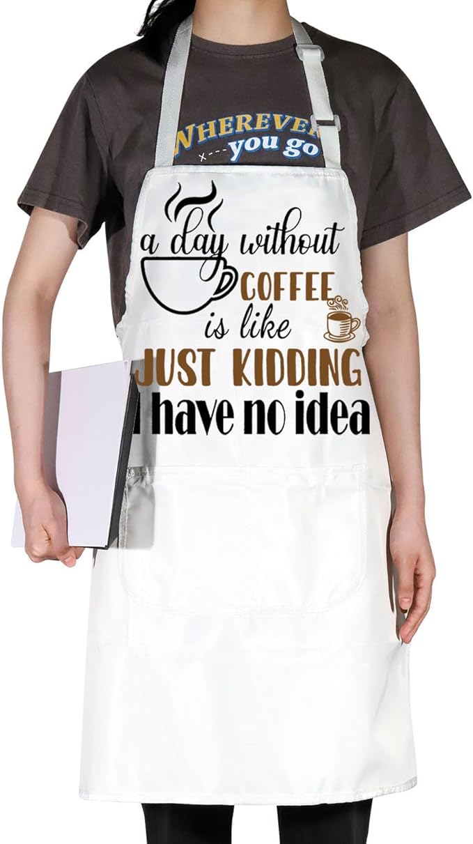 JNIAP Coffee Apron for Barista - Themed Apron for Coffee Shop, Server, Lover Gift