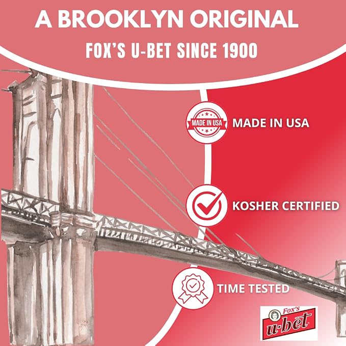 FOX’S U-BET Syrup Bottle – Brooklyn Original Since 1900, Thick, No High Fructose Corn Syrup, Kosher Certified, Fat Free, For Egg Creams, Coffee, Milkshakes & Desserts, 20 oz (2-Pack, Strawberry) - Image 5