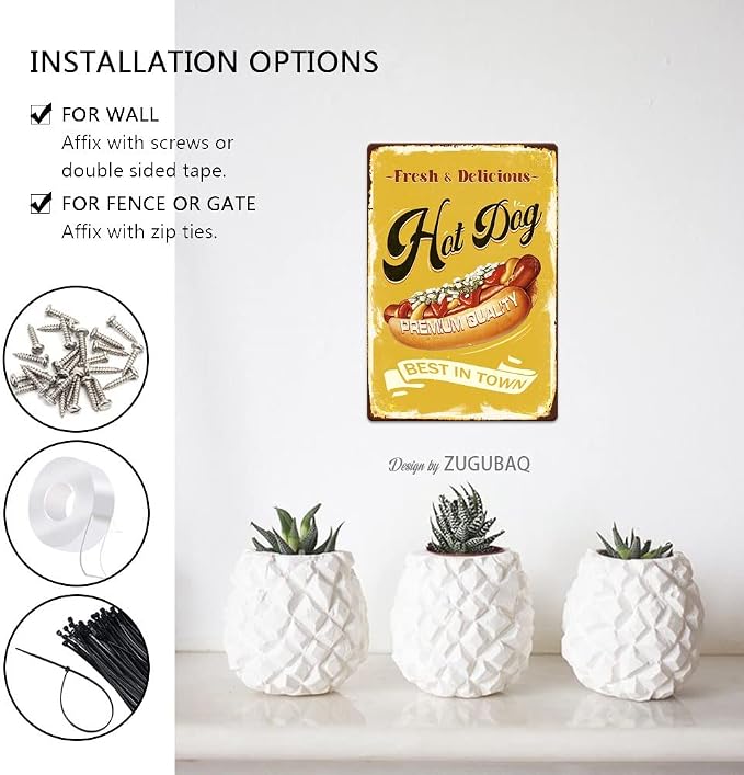 Hot Dog Tin Signs Vintage Metal Sign Funny Food Art Printing Poster Wall Decor for Home Kitchen Bar Restaurant Cafe Pub Indoor Outdoor 12x8 Inch Hanging Plaque - Image 5