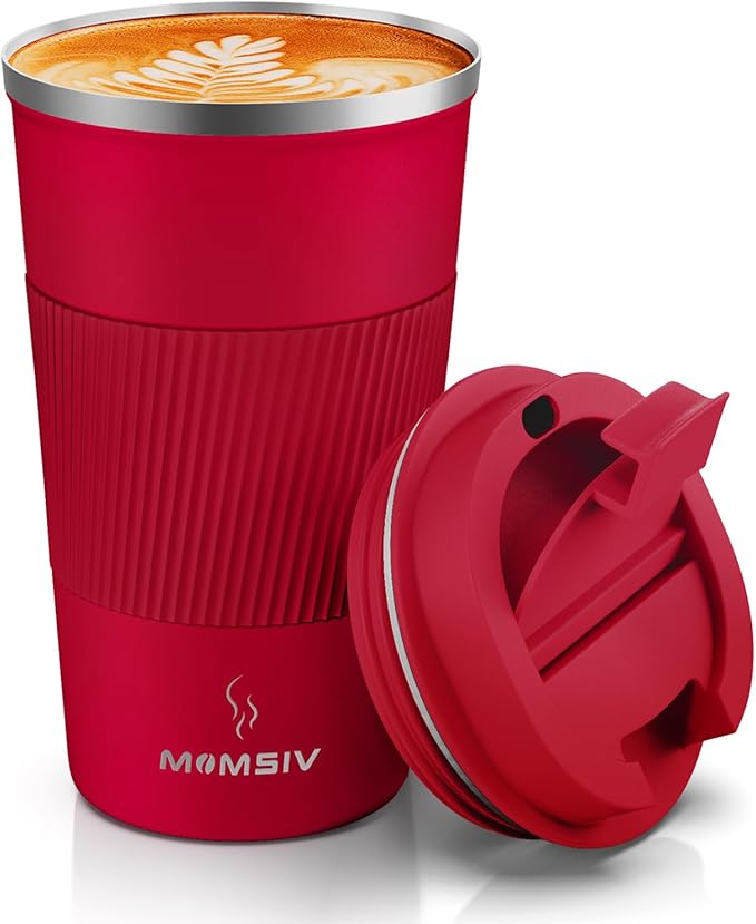 MOMSIV 17oz Travel Mug, Insulated Coffee Cup with Leakproof Lid, Vacuum Stainless Steel Double Walled Reusable Tumbler for Hot and Cold Water Coffee and Tea In Travel and Car