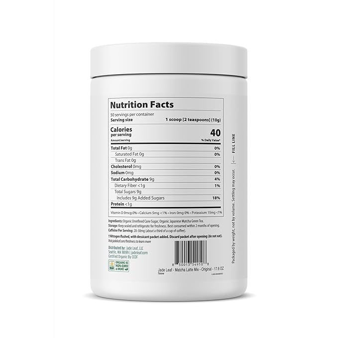Jade Leaf Matcha Organic Matcha Latte Mix - Bulk Value Size - Lightly Sweet Japanese Matcha Green Tea Powder with Organic Cane Sugar for Café Style Blend, 17.6 Ounce / 500g (Pack of 1)