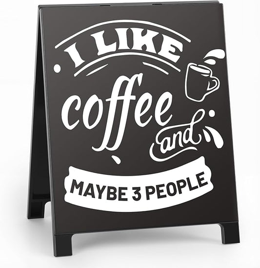 Coffee Bar Accessories Decor: Black Coffee Station Corner Decorations Sign for Kitchen Desk Shelf Tabletop