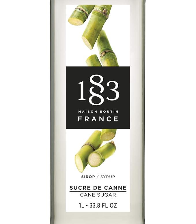 1883 Pure Cane Sugar Syrup for Drinks, Made in France, 1 Liter Plastic Bottle