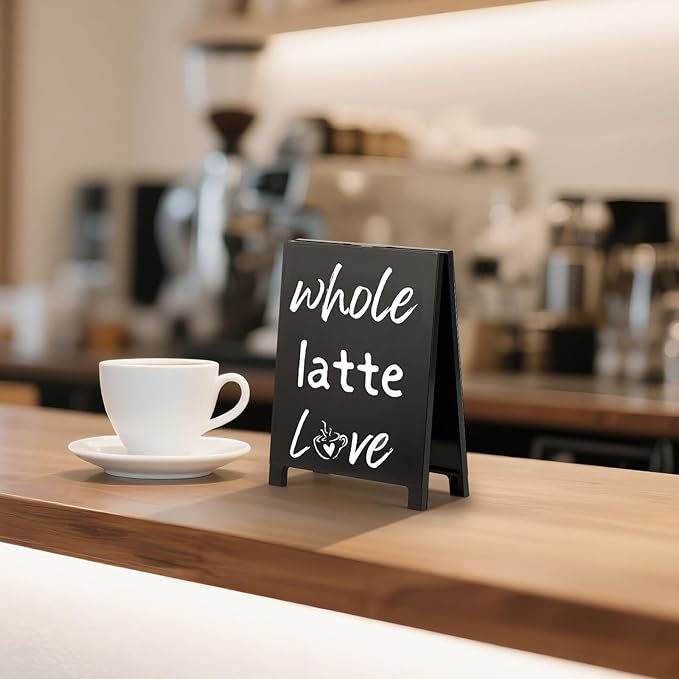 A Whole Latte Love Desk Decor Sign Retro Coffees Shop Table Display for Coffee Station Home Office Kitchen Bar Cafe Counter Bookshelf Christmas Gift for Coffees Lovers Barista Friends