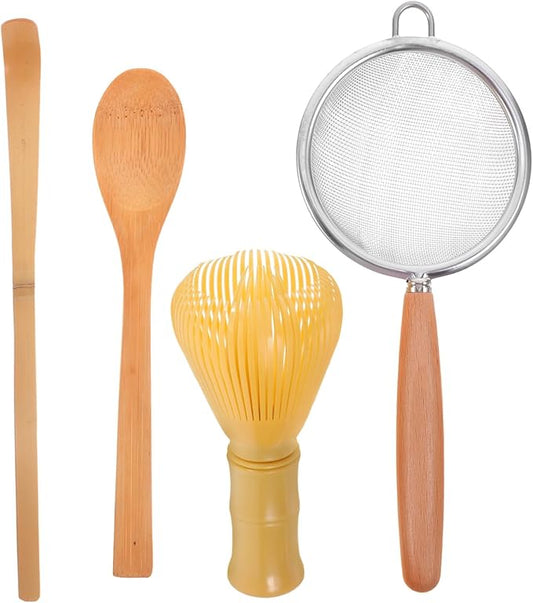 VOSAREA 1Set Matcha Mixing Tools Fine Mesh Strainer Whisk Tea Scoop Spoon for Home Milk Tea Shops Safe Lightweight Japanese Style Accessories for Matcha Preparation
