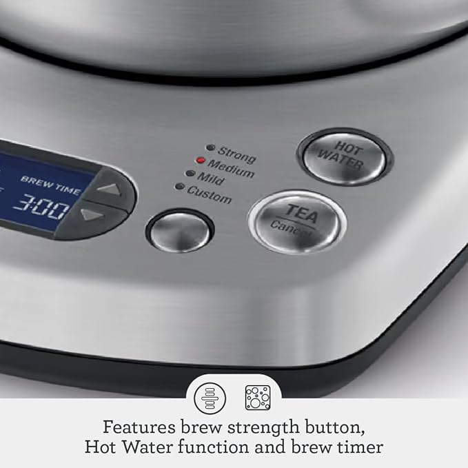 Breville BTM800XL Tea Maker Infuser and Water Kettle, 51 oz, Brushed Stainless Steel and Glass