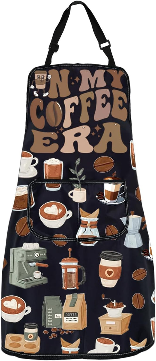 WSNANG In My Coffee Era Apron Coffee Lover Gift Coffee Themed Apron for Barista Funny Coffee Gifts Barista Gift