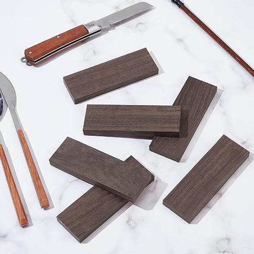 BENECREAT 6pcs Sandalwood Timber Plate, Coffee Natural Wood Knife Handle Scales Rectangle Wood Handle Blanks for DIY Music Instruments Tools Crafts, 4.7x1.6 Inch
