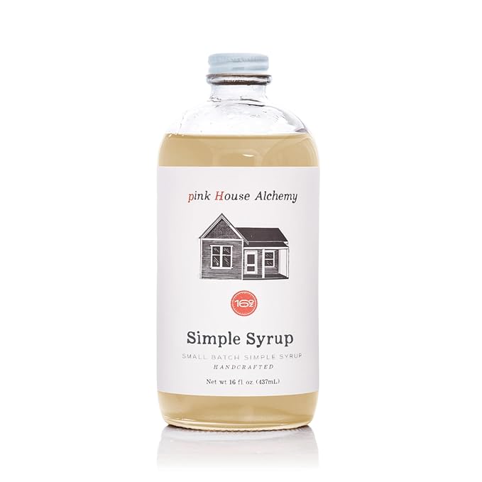 Pink House Alchemy Classic Simple Syrup – 16oz Bottle – Handcrafted All-Natural Mixer for Coffee, Cocktails, Soda, Lemonade, Tea & Baking – Small Batch (CS 1) by PinkHouseAlchemy