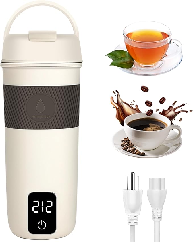 Portable Electric Kettle, 350ML Mini Hot Water Boiler Heater, Travel Kettle with 4 Temperature Settings, 304 Stainless Steel Portable bottle Warmer with Auto Shut-Off & Boil-Dry Protection