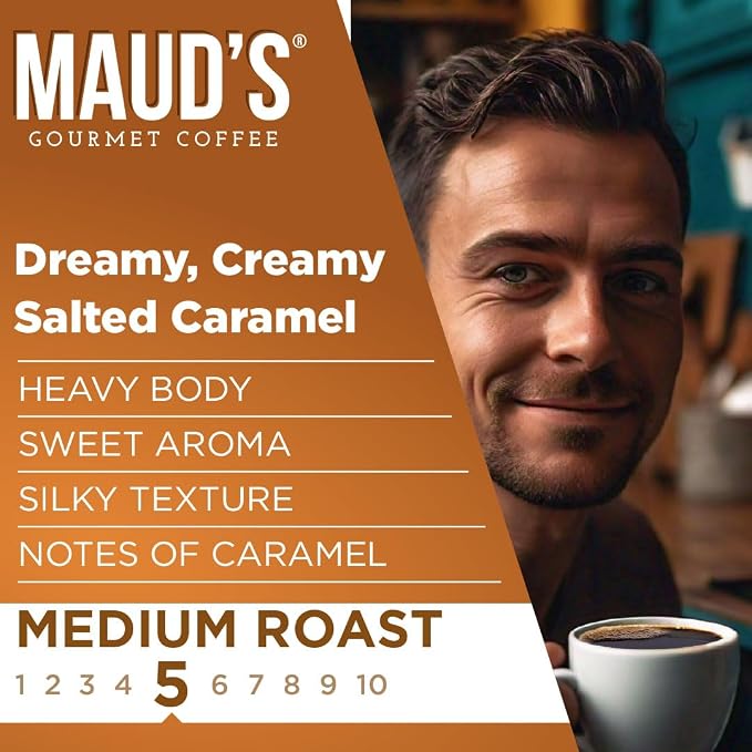 Maud's Salted Caramel Flavored Coffee Pods, 100 ct, Medium Roast Flavored Coffee in Single Serve Pods – 100% Arabica Beans, Compatible with Keurig K Cups Maker - Image 3