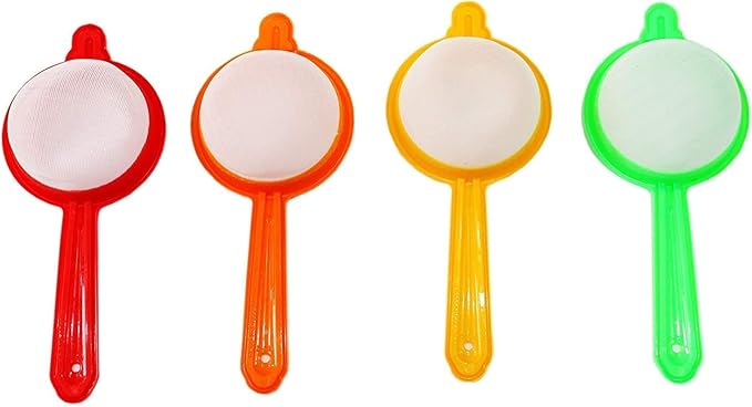 Plastic Tea and Coffee Strainers, Multicolour (Set of 4) Colour May Vary (Plastic Set of 4 Tea Strainer)