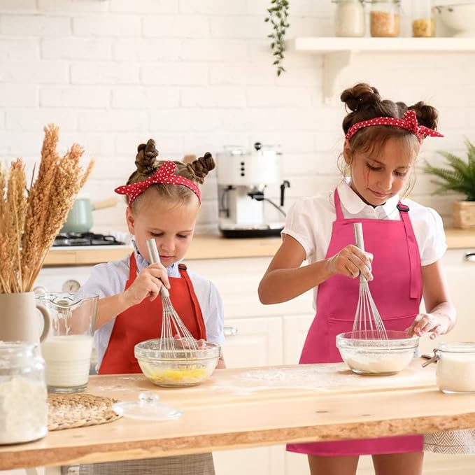 SINLAND Kids Aprons with Large Pocket 2 Pack | Adjustable Cooking Chef Aprons,Stain Resistant Toddler Apron for Baking Painting Gardening Boys Girls - Image 6