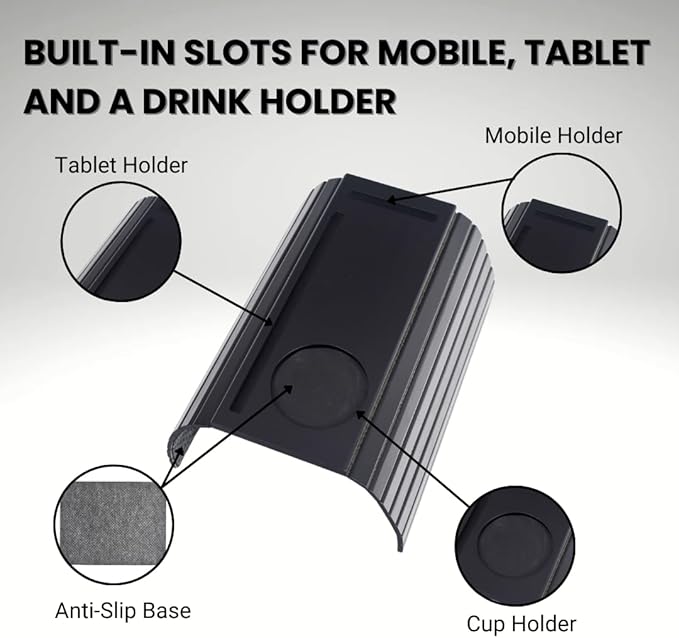 Bamboo Couch Arm Tray Table Clip-On Foldable Sofa Armrest Tray for Drinks, Snacks - Anti-Slip Design for Wide Couches and Small Spaces