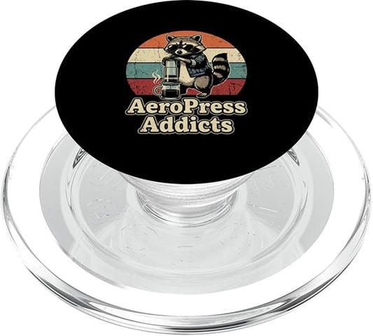 Retro Raccoon Coffee Lover Shirts AeroPress Addicts PopSockets PopGrip for MagSafe