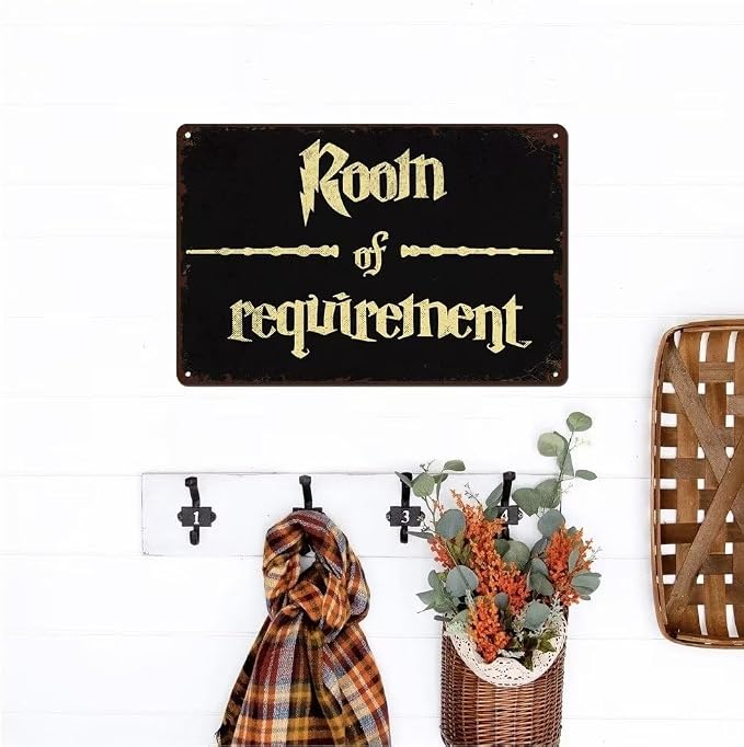 bivrten Room of Requirement Home Signs Gothic Decor for Bedroom Vintage Halloween Decorations Indoor Witchy Room Decor Funny Wizardry Theme Bathroom Decor Wall Art Sign 12x8 Inch - Image 2