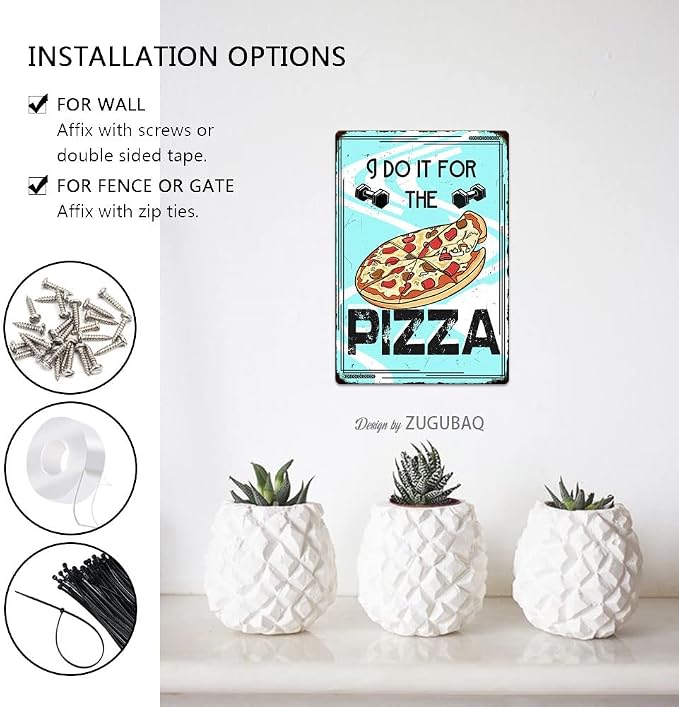 I Do It For The Pizza Tin Signs Vintage Metal Sign Funny Food Art Printing Poster Wall Decor for Home Kitchen Bar Restaurant Cafe Pub Indoor Outdoor 12x8 Inch Hanging Plaque - Image 5