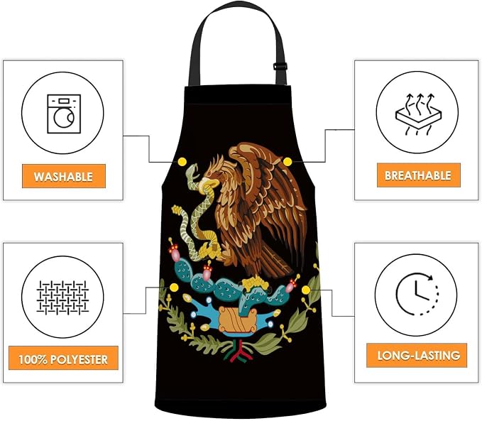 Mexico Eagle Flag Chefs Apron, Cooking and Baking Apron for Men and Women, Kitchen Apron, Butchers Apron, BBQ & Catering Bibs - Image 4