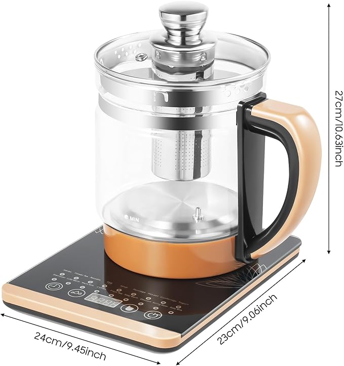 Tea Electric Kettle, Electric Tea Kettle, 1.8L Electric Glass Kettle, 800W Portable Electric Health Pot with Infuse with Temperature Control & 18 Smart Programs,24H Keep Warm & Boil-Dry Protection