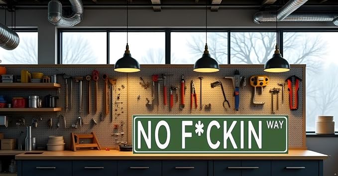 No F*cking Way Funny Street Sign – 16x4 Inch Metal Wall Decor for Bar, Man Cave, Dorm, Garage – Inappropriate Humor Gift" - Image 4
