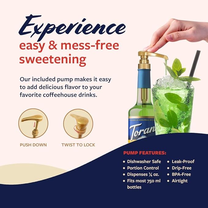 Torani Sugar Free Syrup, Lime Flavoring for Drinks, Zero Calorie, Glass Bottle with Pump Included, 25.4 Fl Oz