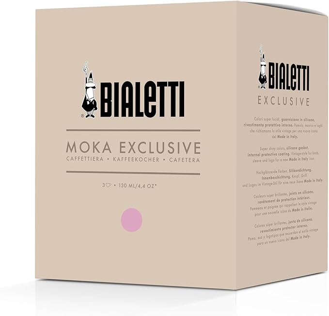 Bialetti Mocha Exclusive Pink 3 Cup Open Fire (Coffee Maker, Espresso Maker, Makinetta)