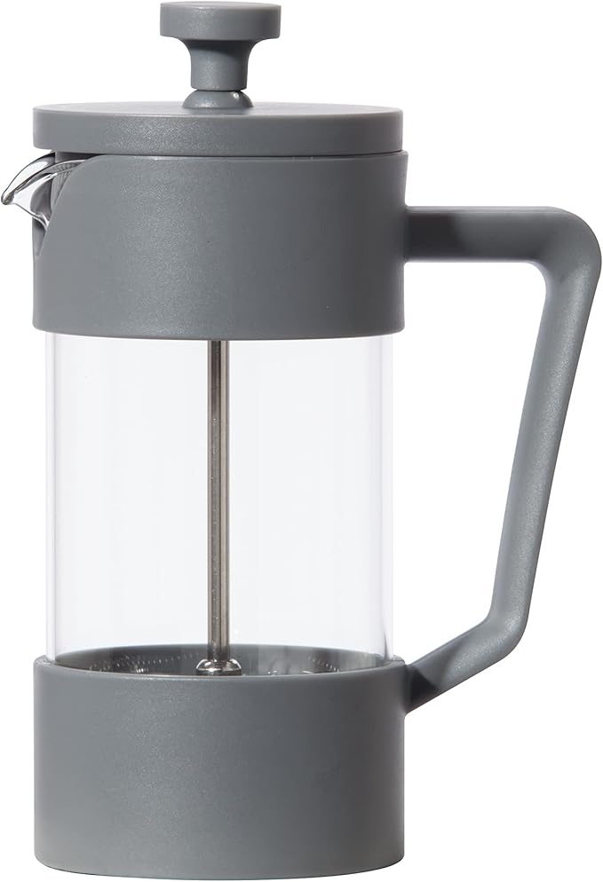 Oggi French Press Coffee Maker (12oz)- Borosilicate Glass, Coffee Press, Single Cup French Press, 3 cup Capacity, Charcoal