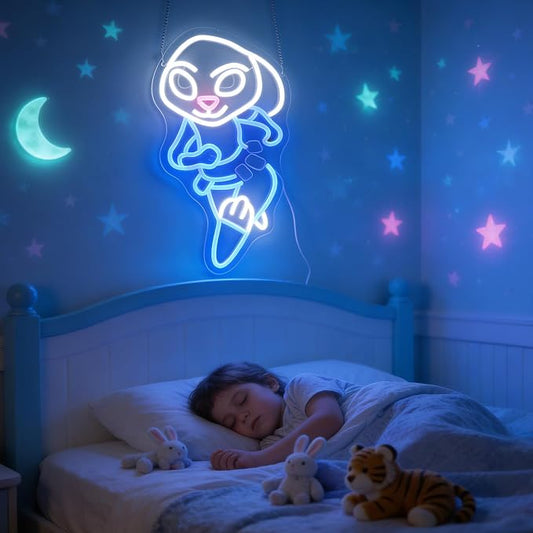 “Running Rabbit” Neon Light - LED Anime Light Wall Art for Kids Room, Playroom, Game Room, Dorm, or Comic Fan Decor, Dimmable USB, Awesome Gift for Children or Friends by Nordstylee